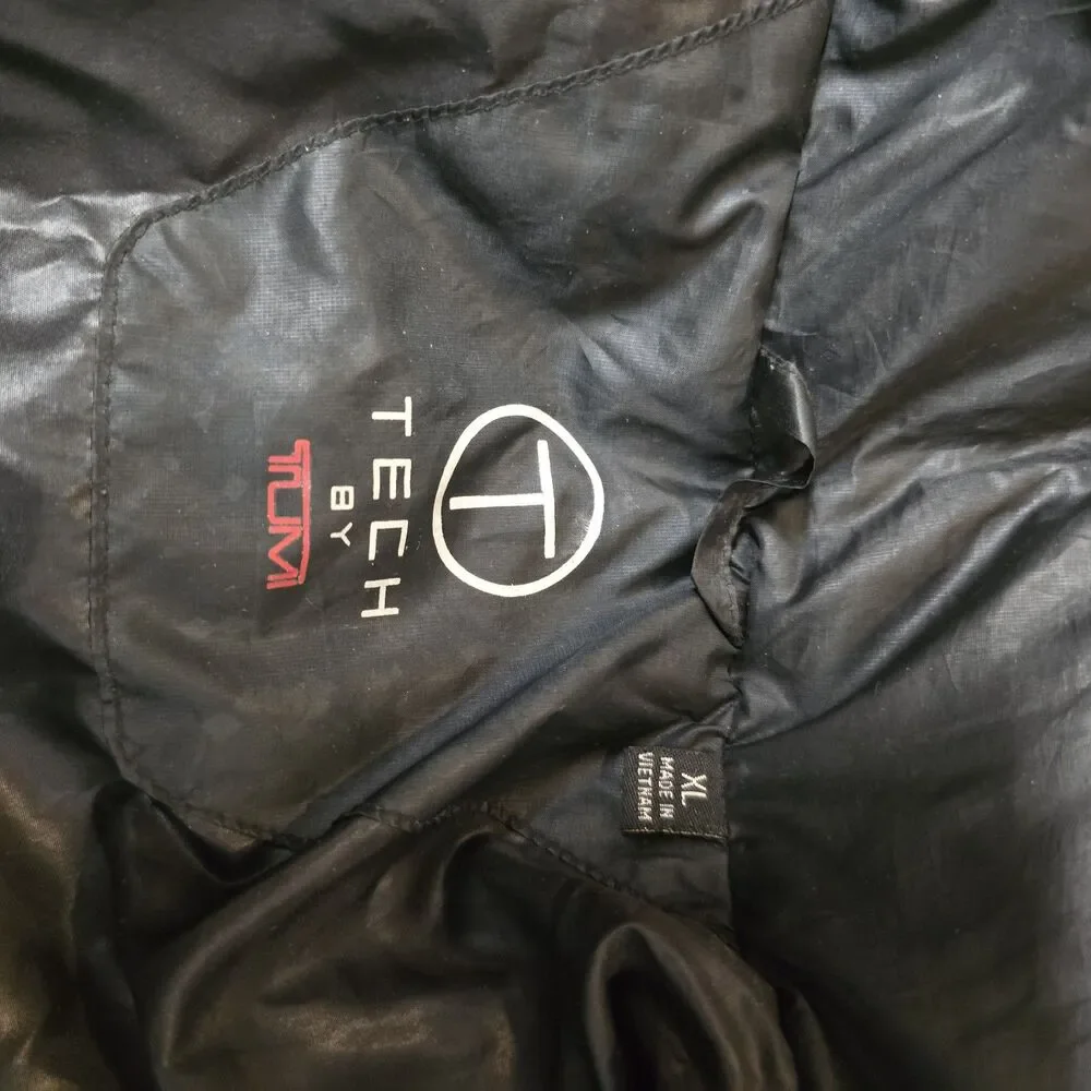 TUMI T TECH Men's Black Puffer Down Jacket Black Quilted  Size XL
